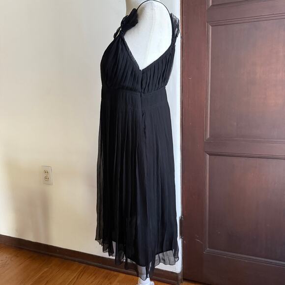 CLUB MONACO Y2K Vintage Black Silk Chiffon Pleated Babydoll Cocktail Dress Sz 2 - Picture 2 of 7